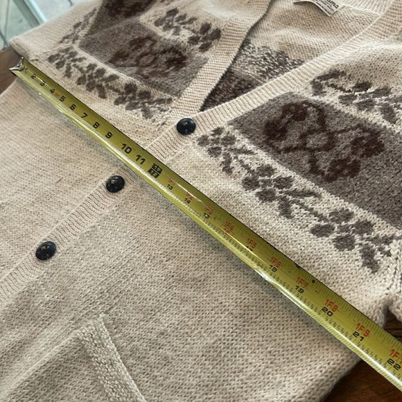 Fotrama 100% Alpaca Wool Bolivia button front knitted beige sweater cardigan M - Picture 11 of 16